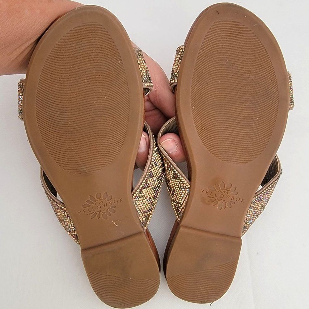 Yellowbox Sandals Bali Womens 6.5 Flat Slides Metallic Rhinestone Bling Slip On - Picture 10 of 10